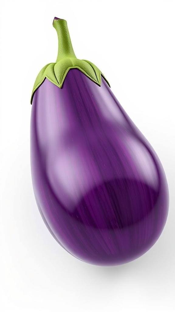 3D rendering of a realistic eggplant model in purple color.
